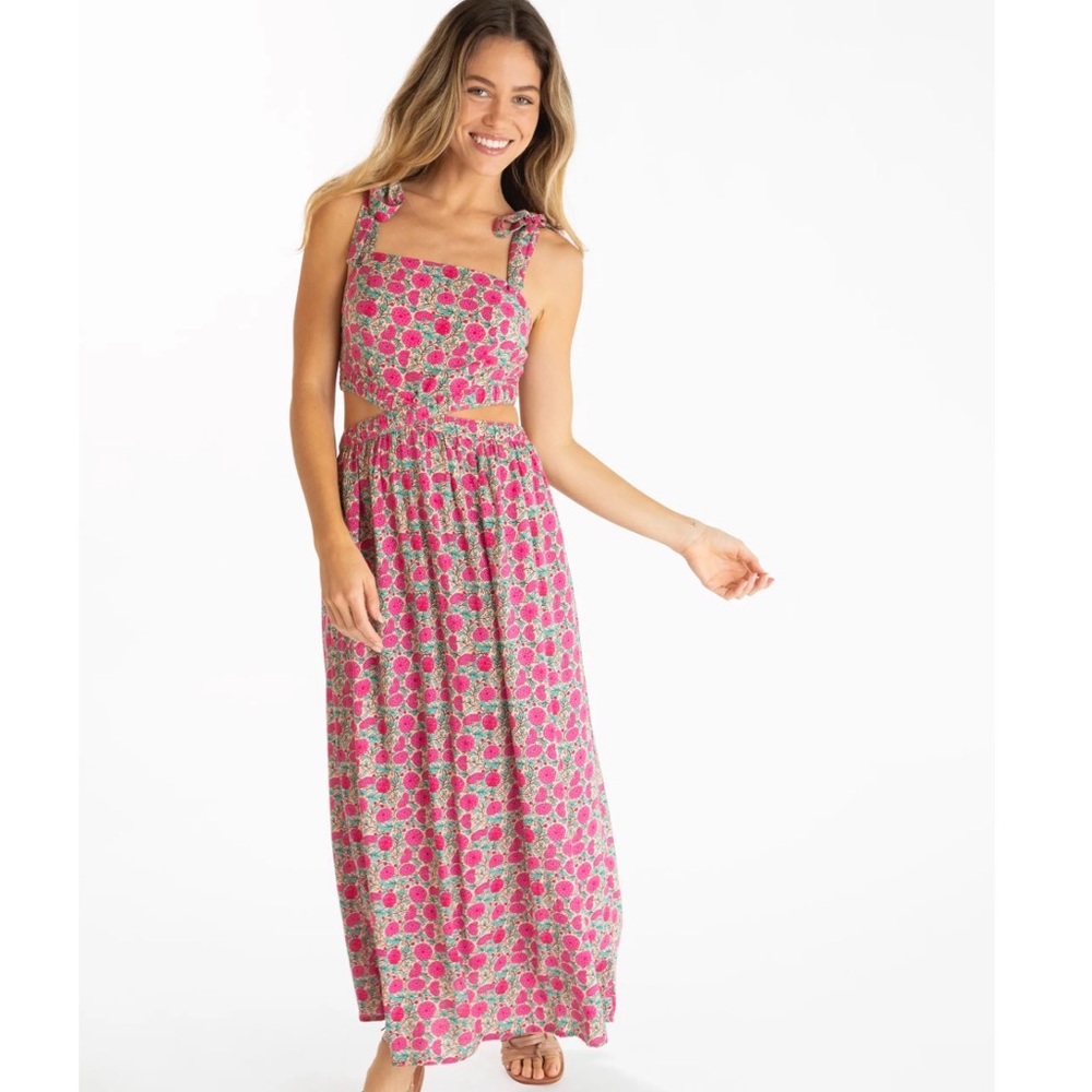 Natural Life Pink and Teal Floral Dress